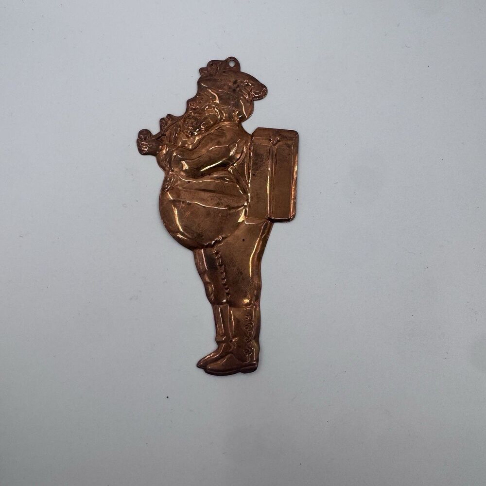 Department 56 Stamped Copper Santa Claus Christmas Ornament VTG Fast Shipping
